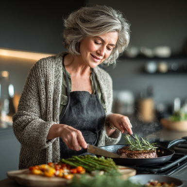Літня пара готує разом